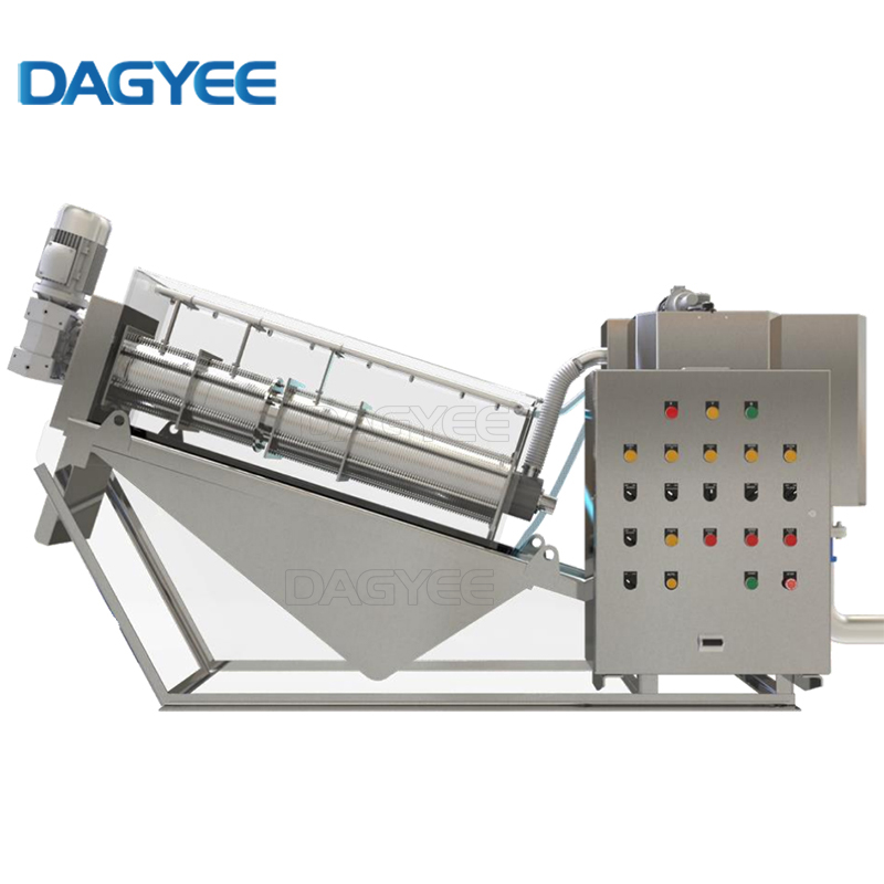 Sludge dewatering press with thickener